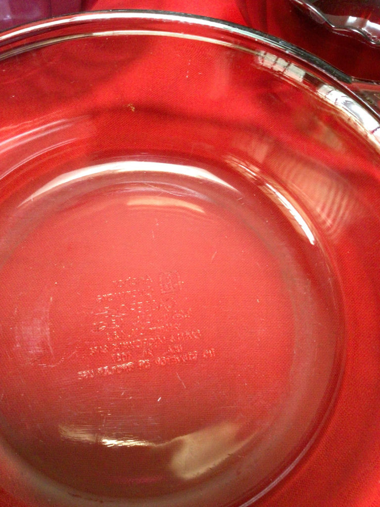 Set of Pyrex glass bowls and red casserole dish - image 4 of 5