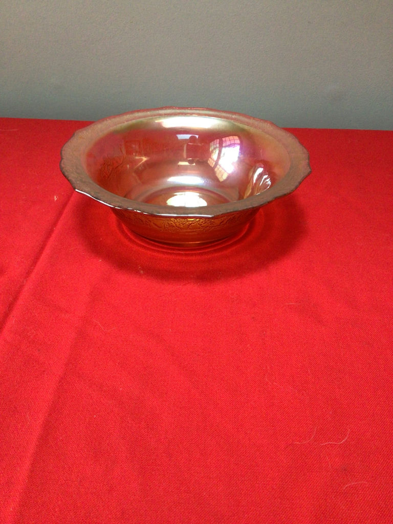 Carnival glass Iridescent scalloped metal bowl - image 1 of 4