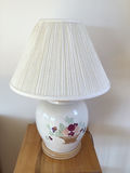 Ceramic fruit motif table lamp with pleated shade approx 22” - thumbnail 1 of 1