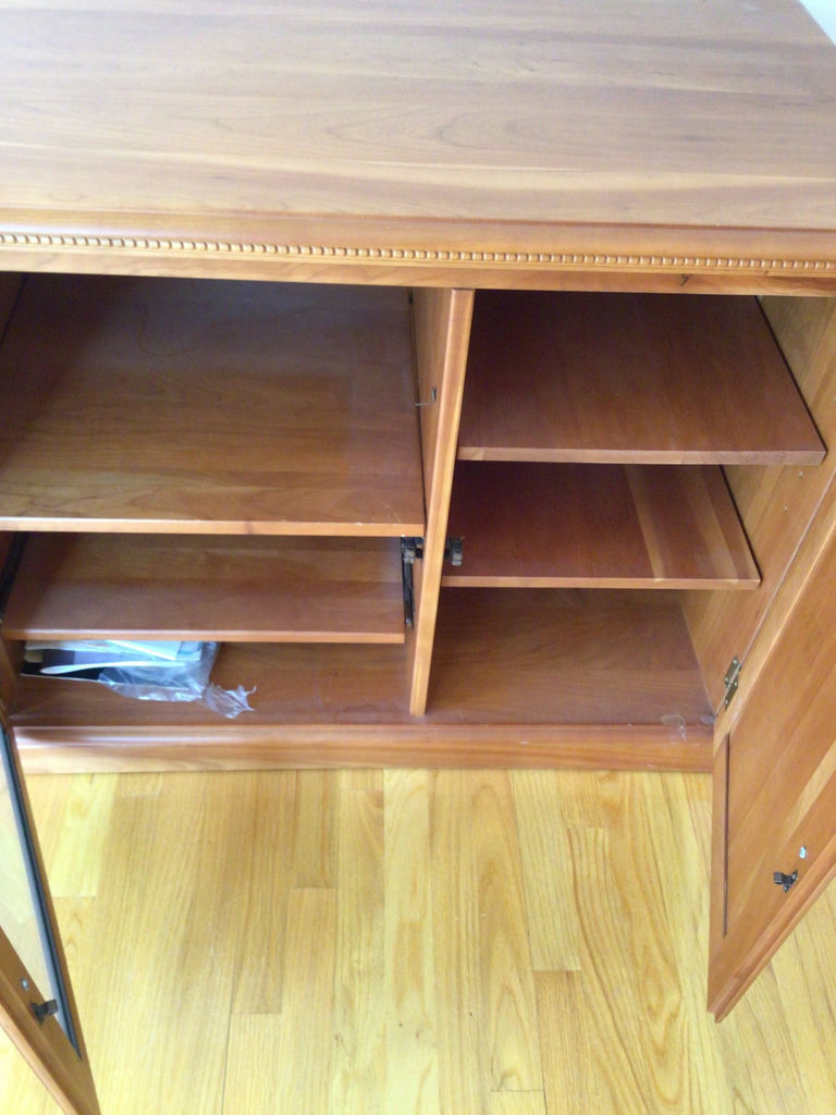 Wooden cabinet with glass-front left compartment and solid right door - image 3 of 3