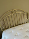 Cream Queen size metal bed frame with mattress and box spring - thumbnail 2 of 4