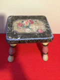 Vintage painted floral-top stool - thumbnail 2 of 3