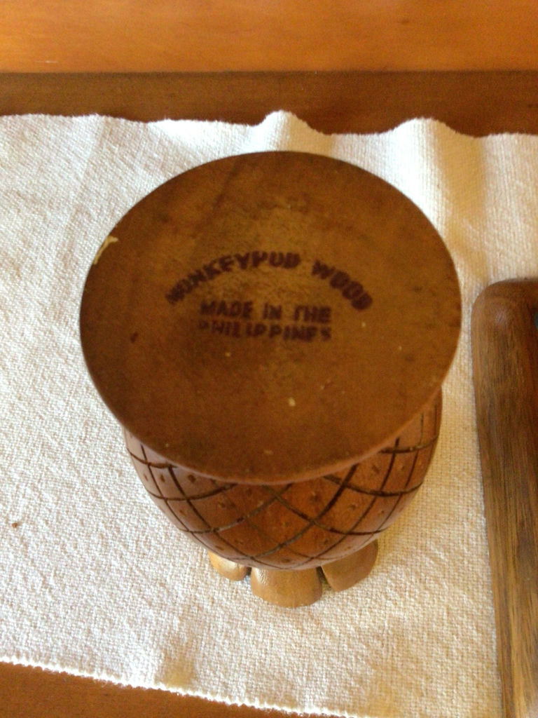 Carved Monkeypod Pineapple Sculpture with Wooden Tray - image 2 of 3