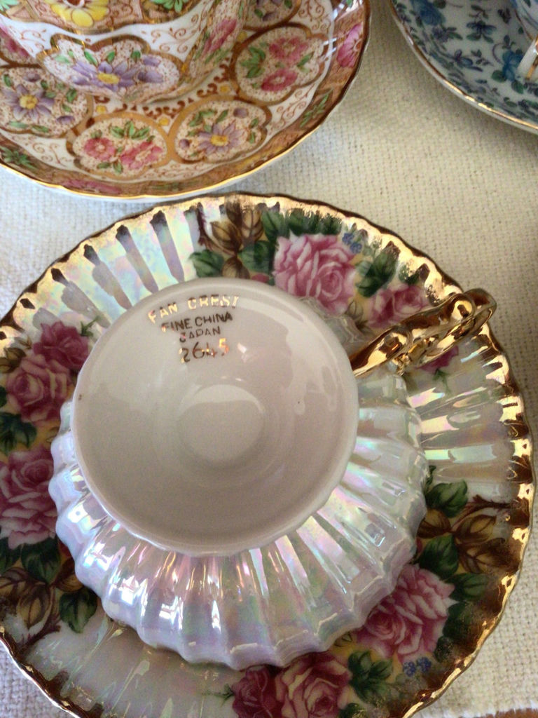 Floral china teacup and saucer set - image 3 of 6