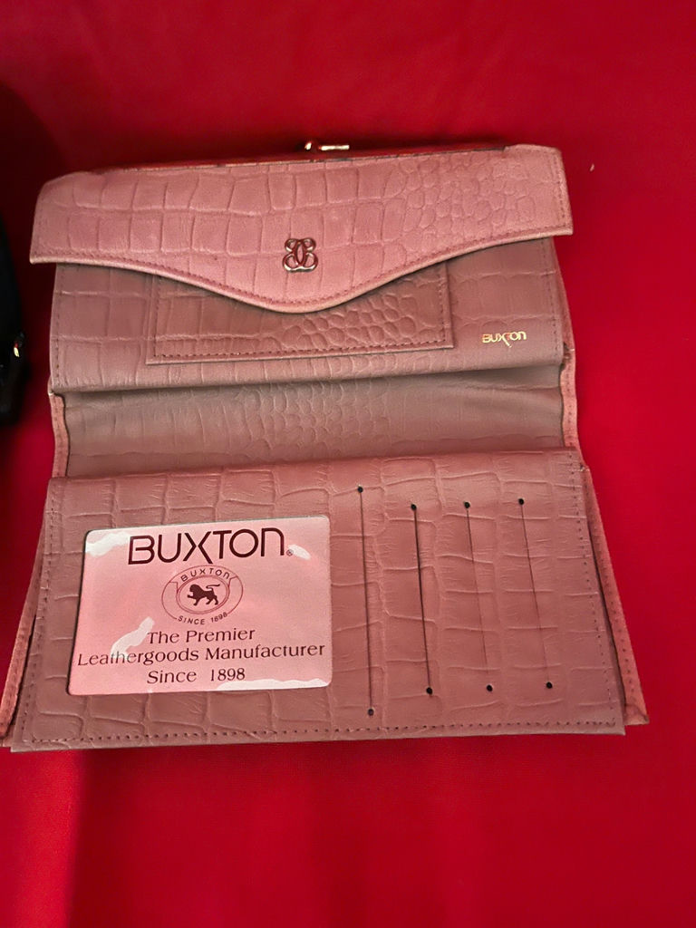 Etienne Aigner black wallet and Buxton pink crocodile-embossed wallet - image 2 of 3