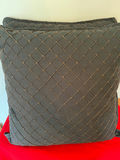 Two grey quilted throw pillows with orange thread accent 25x 25 - thumbnail 1 of 2