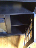 Dark Wood Fireplace Console with Built-in Fireplace and Glass Cabinets - thumbnail 3 of 3