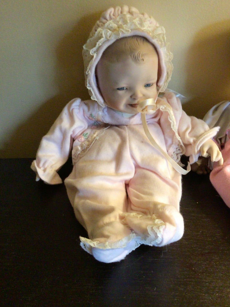 Two vintage cloth dolls in pink outfits - image 2 of 5
