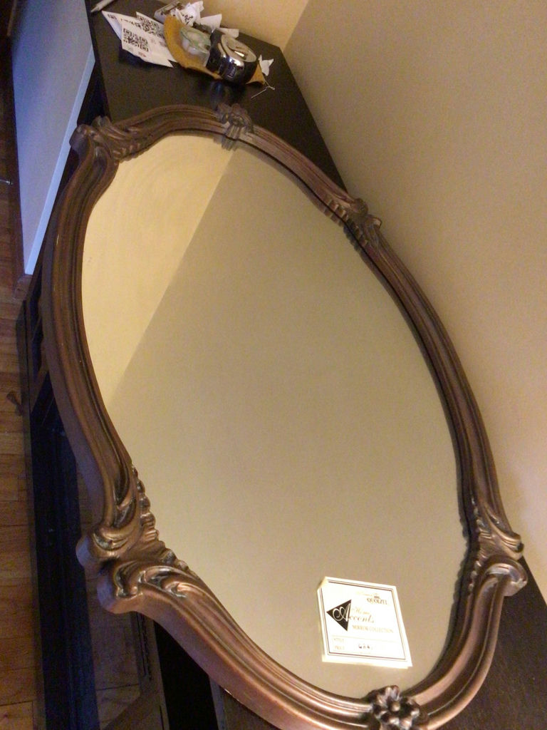 Ornate oval wooden-framed mirror - image 3 of 3
