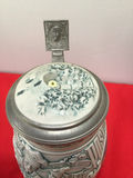 Set of five decorative ceramic beer steins with pewter lids - thumbnail 3 of 10
