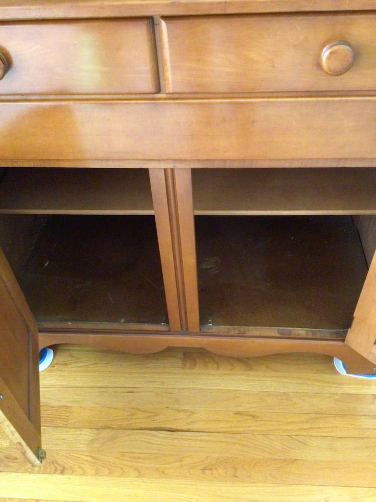 Wooden china cabinet with glass-front upper section and lower storage - image 3 of 3