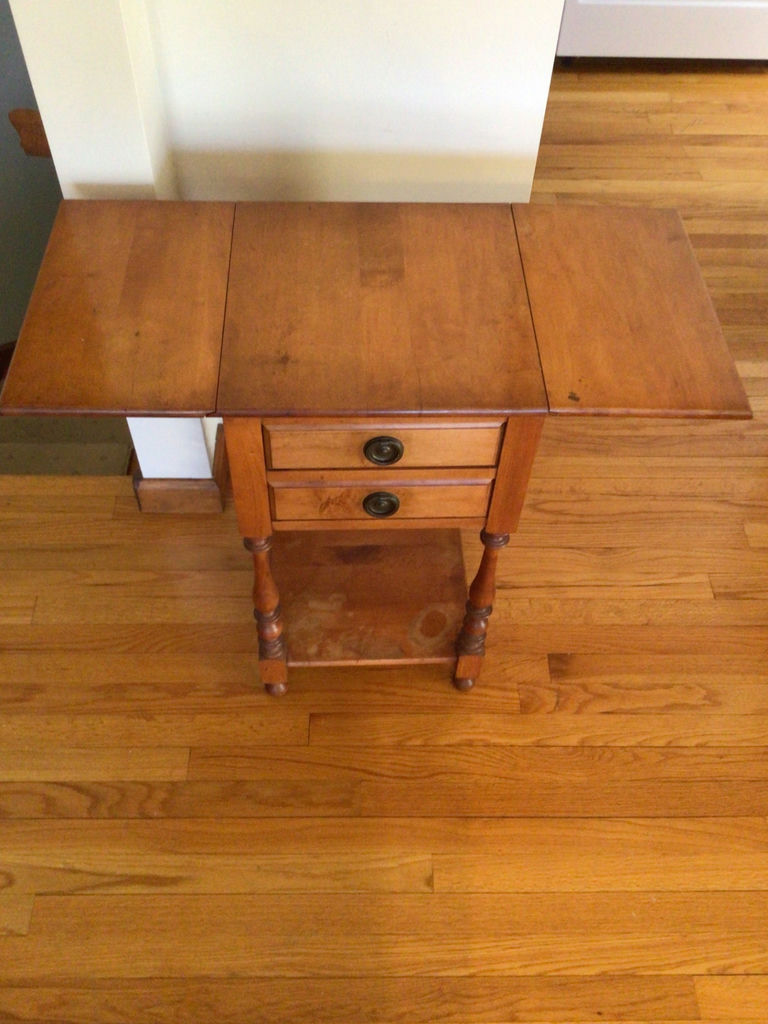 Two-drawer wooden end table with lower shelf - image 4 of 5