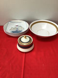 Mikasa porcelain dinnerware set with plates, bowls, and lidded container - thumbnail 1 of 4