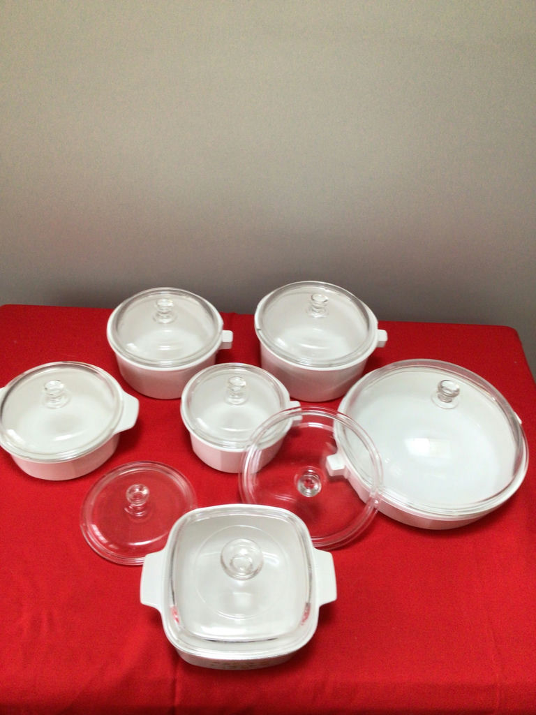  Corningware White ceramic cookware set with glass lids - image 3 of 3