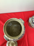 Blue and white crackle-glaze ceramic jars with lids - thumbnail 2 of 4