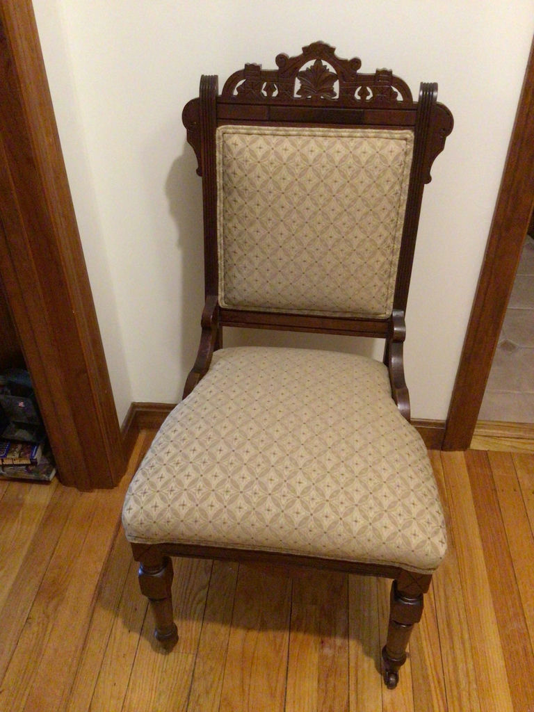 Ornate Carved Wooden Upholstered Chair - image 1 of 4