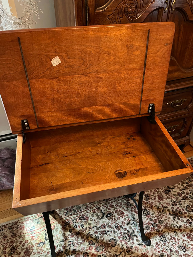 Height-adjustable wooden school desk with storage - image 2 of 3