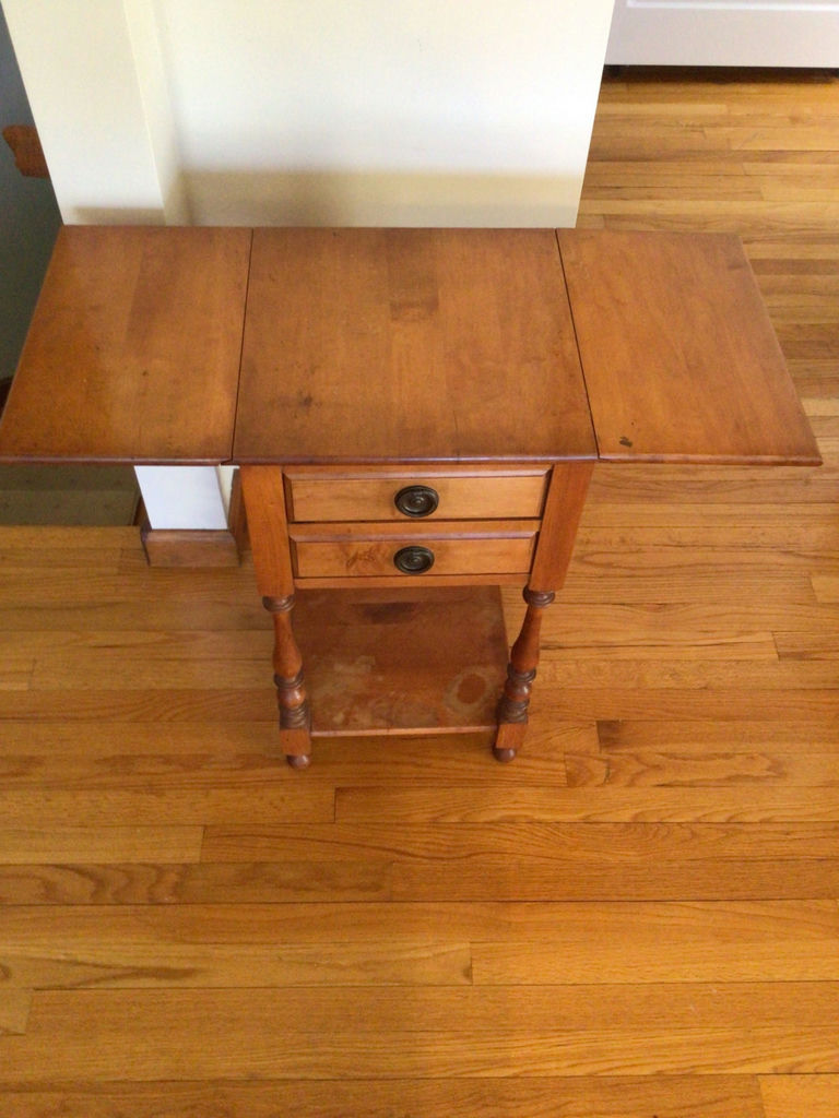 Two-drawer wooden end table with lower shelf - image 5 of 5