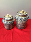 Blue-and-White Lidded Ceramic Jars (Set of Two) - thumbnail 1 of 3