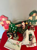 Christmas holiday decor assortment with figurines and textiles - thumbnail 1 of 1