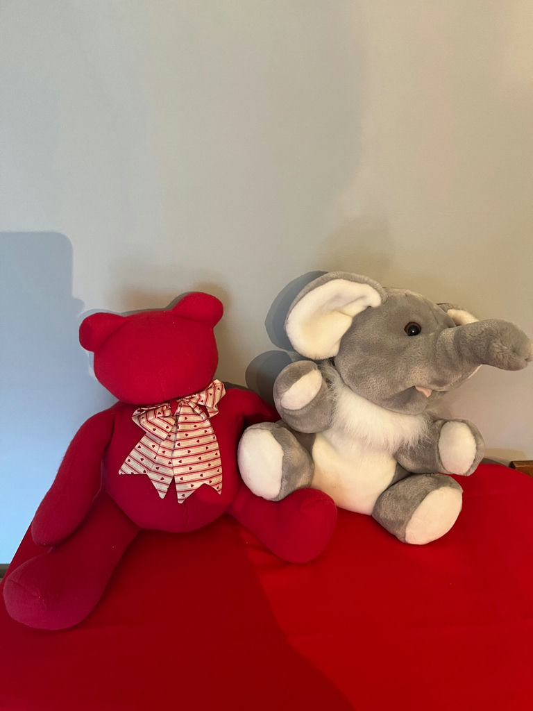 Teddy bear and elephant plush toys - image 1 of 1