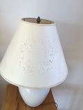 White ceramic table lamp with fabric shade - thumbnail 1 of 2