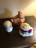 Ceramic dog, chicken, and sandcastle coin bank figurines - thumbnail 2 of 2