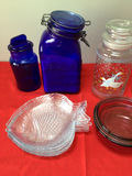 Assorted blue and clear glass jars and dishes - thumbnail 3 of 3