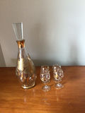 Decanter and Four Gold-Accented Glasses - thumbnail 1 of 3