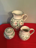 Floral-pattern Ceramic Pitcher, Creamer, Sugar Bowl - thumbnail 1 of 2