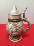 Set of five decorative ceramic beer steins with pewter lids - thumbnail 9 of 10