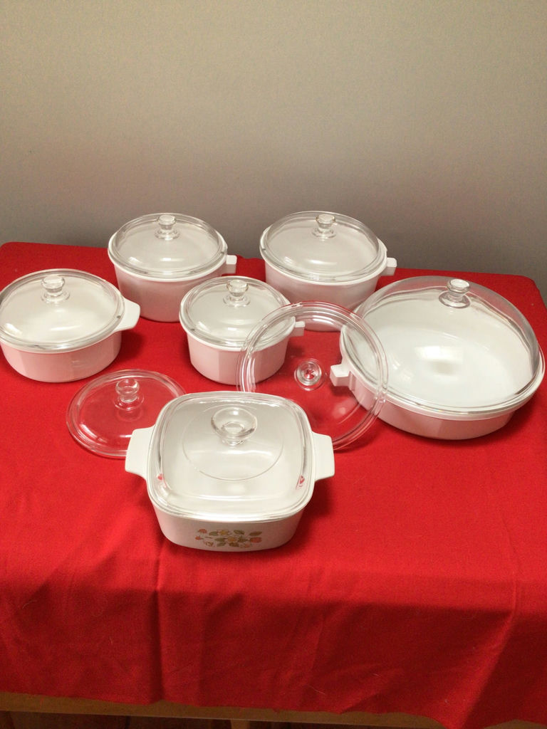  Corningware White ceramic cookware set with glass lids - image 1 of 3