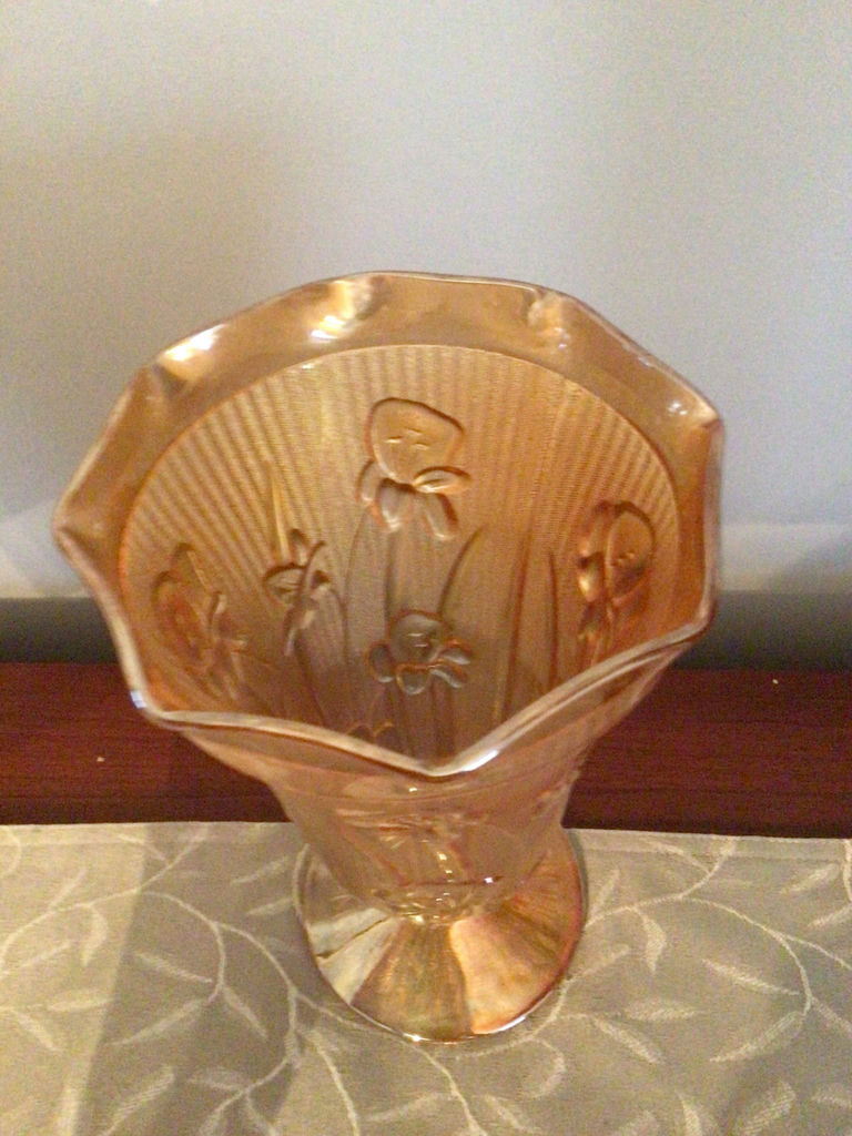Amber Glass Vase with Floral Embossing - image 2 of 3
