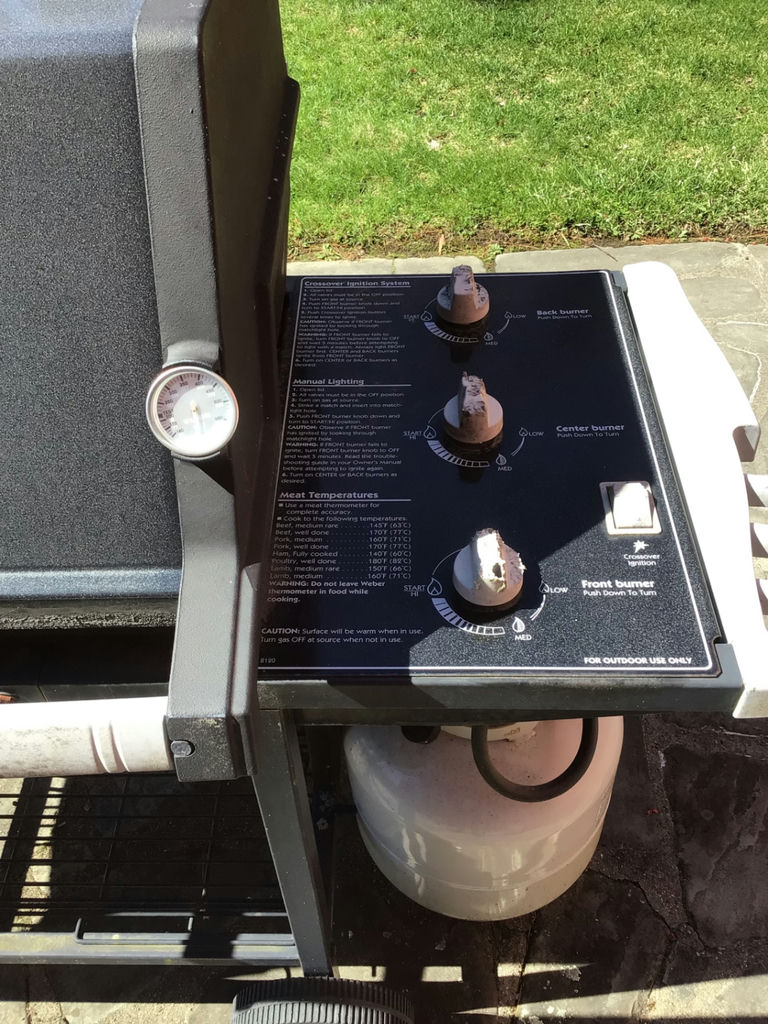 Weber gas grill on a wheeled cart with propane tank - image 2 of 4