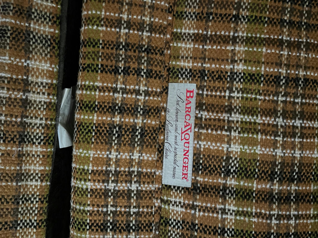 Vintage Barcalounger reclining chair with plaid ottoman - image 3 of 3