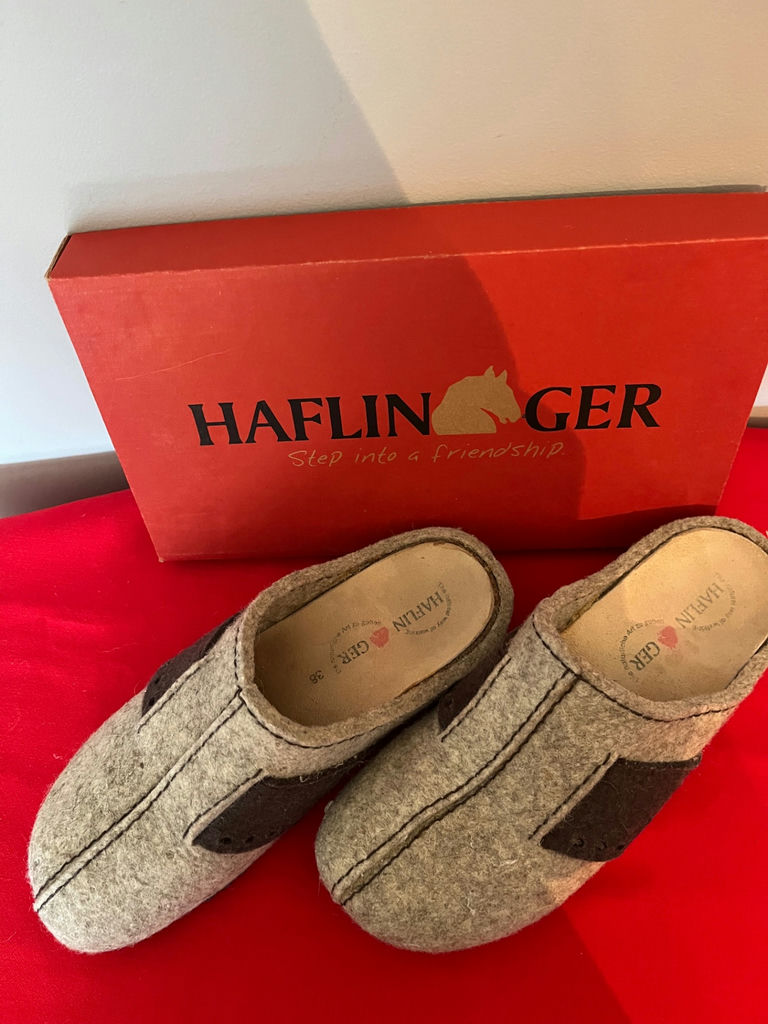Pair of Haflinger gray felt slippers size 38 - image 1 of 2