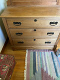 Antique oak bureau 19x 32x 39 - with mirror 47 x 39 - thumbnail 2 of 3