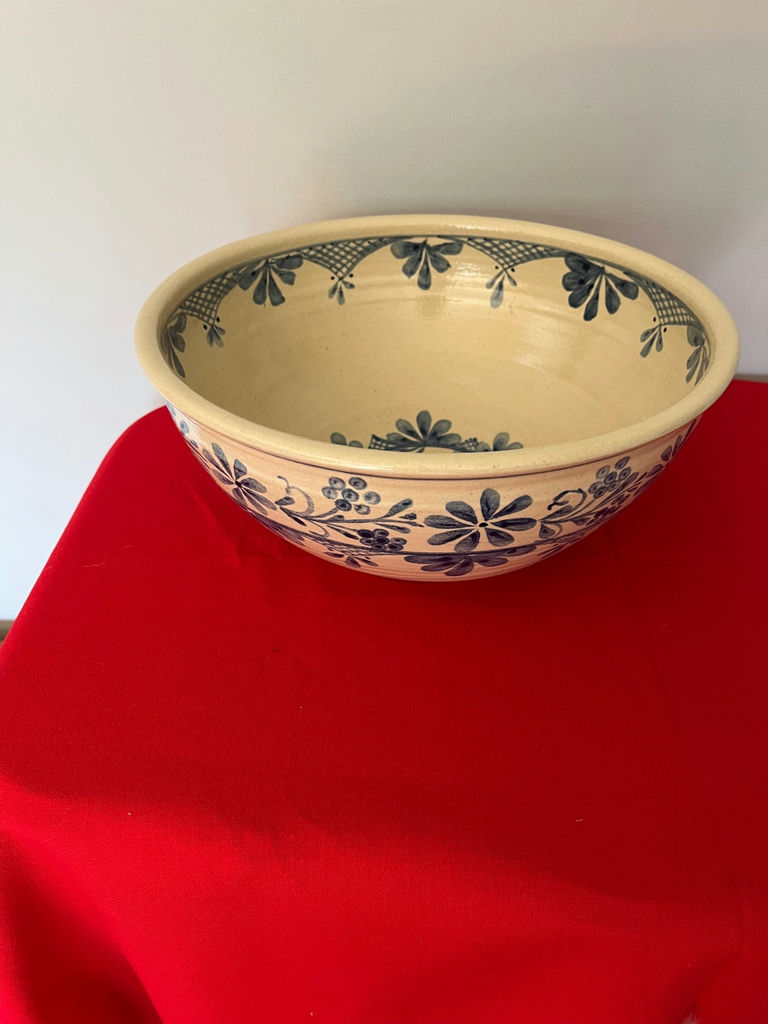 12-Inch Blue Floral Pottery Bowl - image 2 of 2