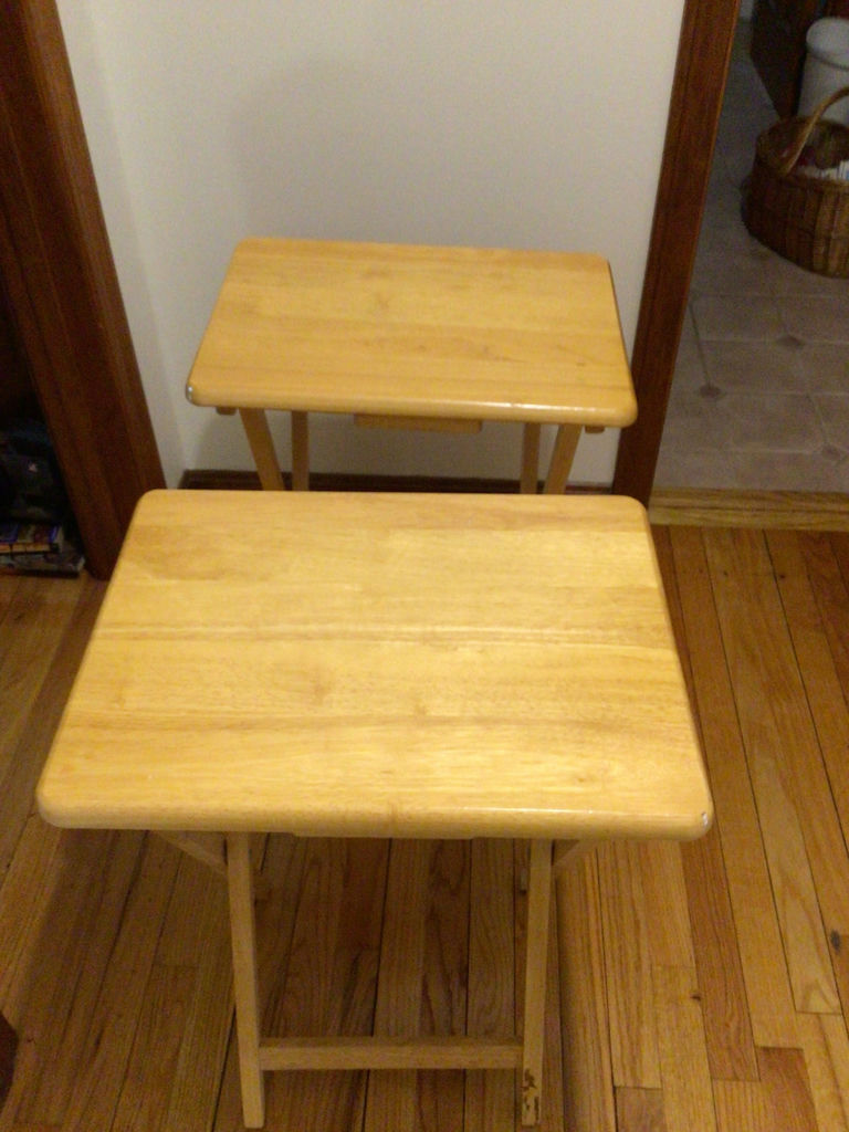 Two wooden folding nesting tables - image 1 of 2