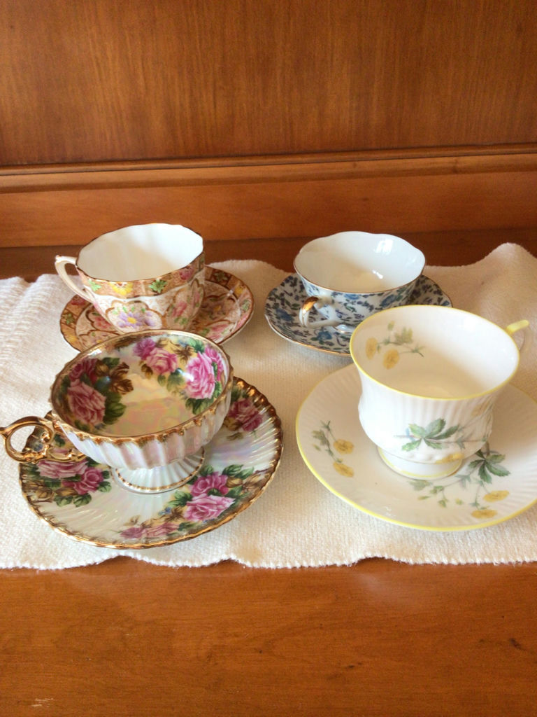 Floral china teacup and saucer set - image 2 of 6
