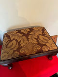 12 x 17 Inch Footstool with Damask Upholstery - thumbnail 1 of 2
