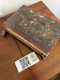 Antique book with marbled cover and Francis Bacon biography with portrait engraving - thumbnail 1 of 3
