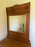 Antique oak bureau 19x 32x 39 - with mirror 47 x 39 - thumbnail 1 of 3
