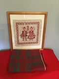 Extra-large holiday textiles with framed cross-stitch art - thumbnail 1 of 1