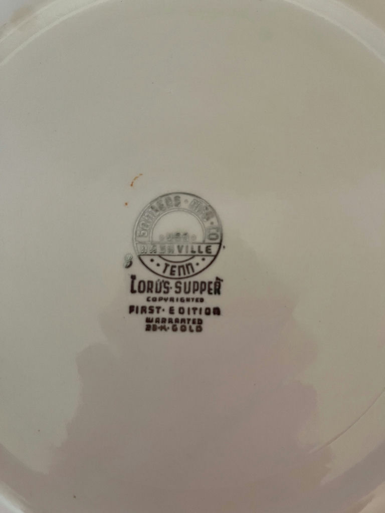 Decorative plate featuring The Last Supper with gold floral border - image 2 of 2