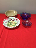 Assorted ceramic and glass bowls with decorative plate - thumbnail 1 of 4