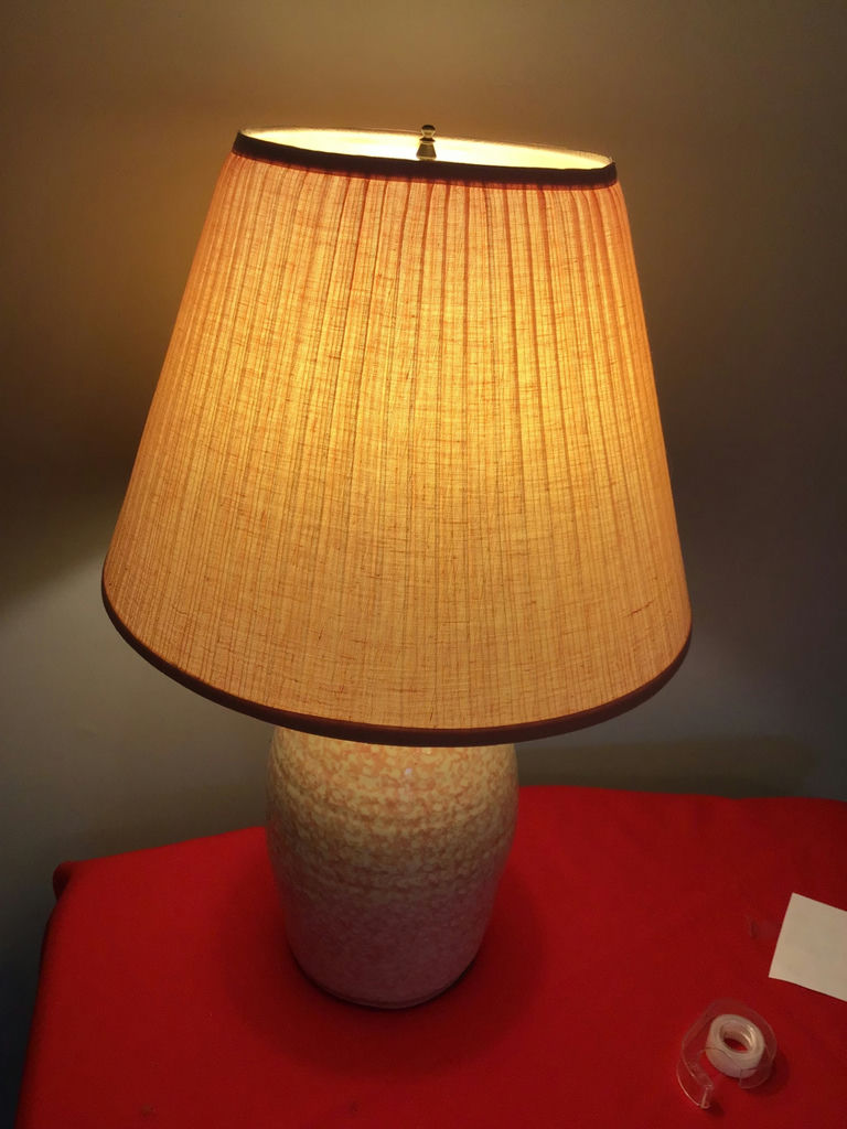 Ceramic lamp with pink pleated shade - image 3 of 3