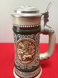 Set of five decorative ceramic beer steins with pewter lids - thumbnail 5 of 10