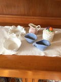 Assorted Kitchenware: milk glass, Rosemeade Bowls, Creamers, Pitchers and a Lidded Jar - thumbnail 1 of 3