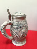 Set of five decorative ceramic beer steins with pewter lids - thumbnail 2 of 10
